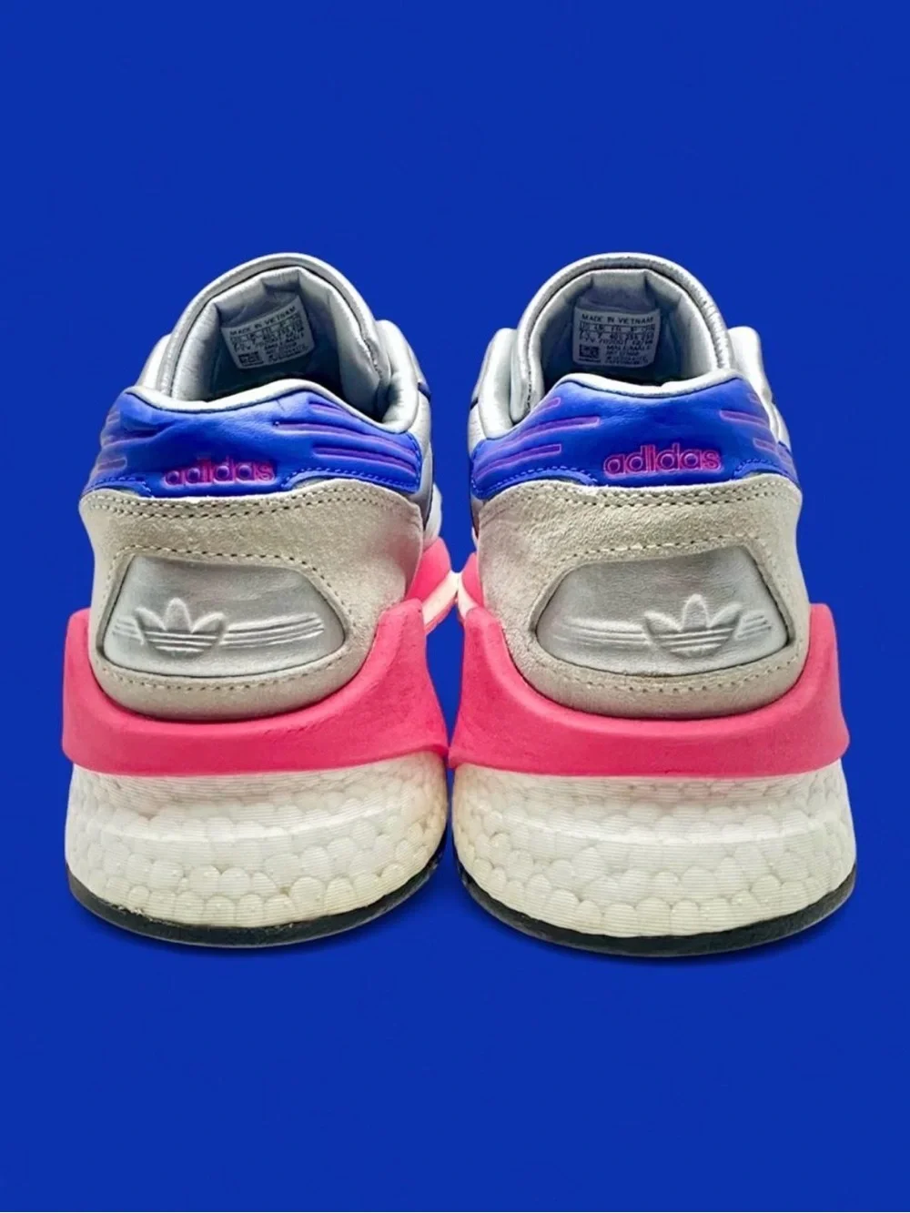 Adidas ZX 930 EQT Micropacer Shoes Metallic Silver Blue Pink EF5558 M 7.5 / W 9